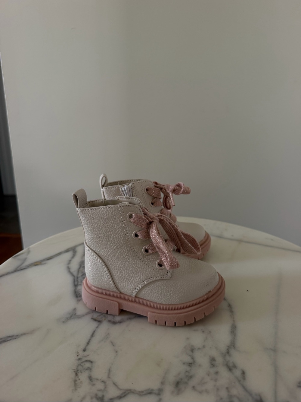 Cat & Jack White and Pink Lace-Up Ankle Boots for Kids